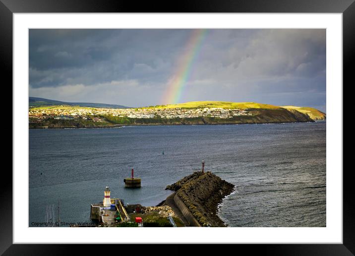 Onchan Rainbow Framed Mounted Print by Steven Watson