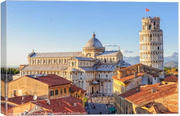 Duomo and the Leaning Tower - Pisa Canvas Print by Laszlo Konya