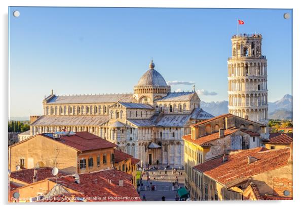 Duomo and the Leaning Tower - Pisa Acrylic by Laszlo Konya