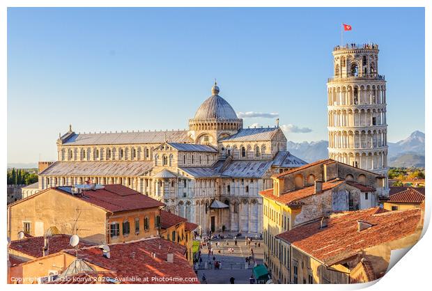 Duomo and the Leaning Tower - Pisa Print by Laszlo Konya