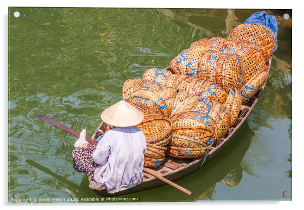 Boat loaded with baskets Acrylic by Kevin Hellon