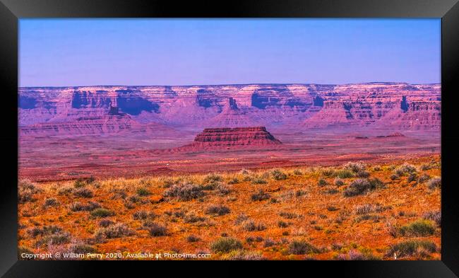 Valley of the Gods Mesa Rock Formations Monument Valley Utah Framed Print by William Perry
