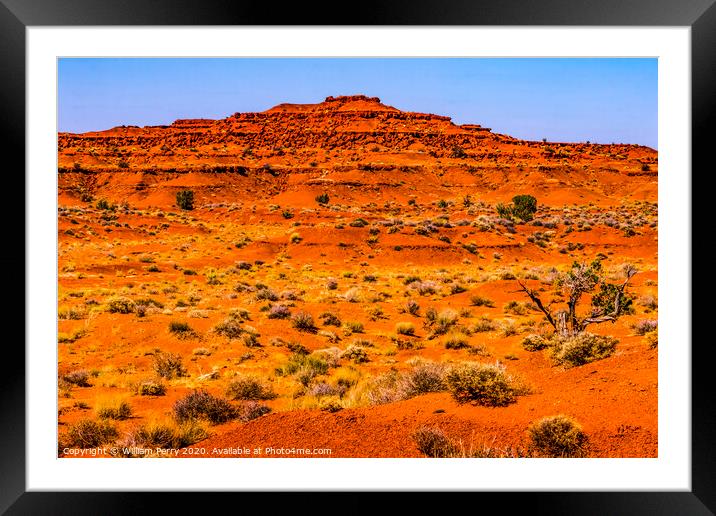 Colorful Red Mountain Monument Valley Utah Framed Mounted Print by William Perry