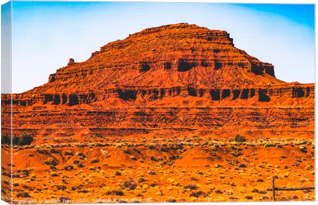 Colorful Red Mountain Monument Valley Utah Canvas Print by William Perry