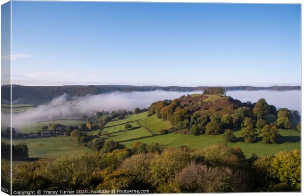 Mist Rising over Downham Hill in Dursley Canvas Print by Tracey Turner