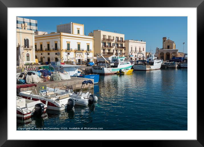 Gallipoli harbour in Puglia, Southern Italy Framed Mounted Print by Angus McComiskey