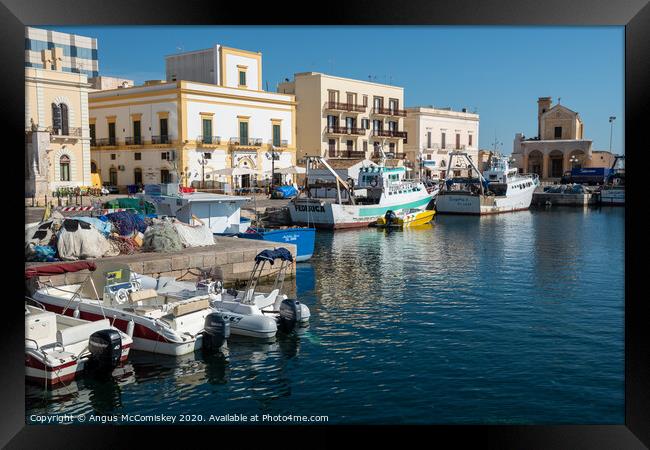 Gallipoli harbour in Puglia, Southern Italy Framed Print by Angus McComiskey