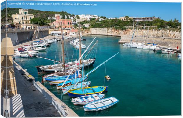 Porto Tricase harbour in Puglia, Southern Italy Canvas Print by Angus McComiskey
