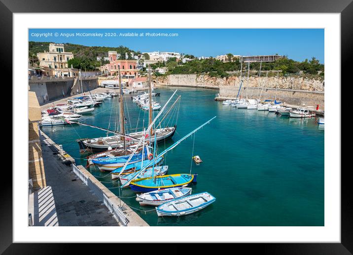 Porto Tricase harbour in Puglia, Southern Italy Framed Mounted Print by Angus McComiskey
