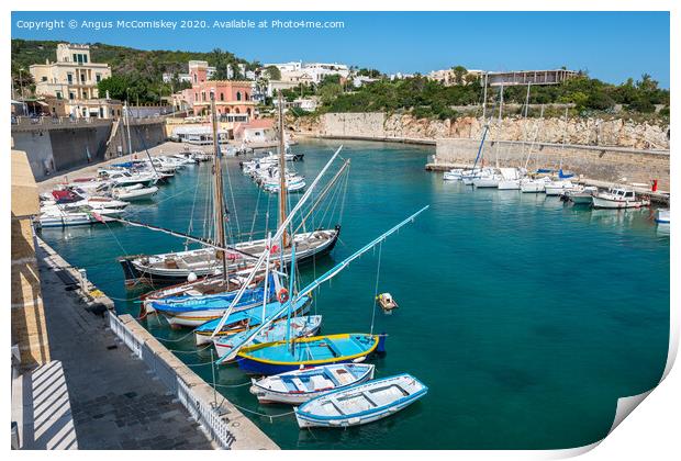 Porto Tricase harbour in Puglia, Southern Italy Print by Angus McComiskey