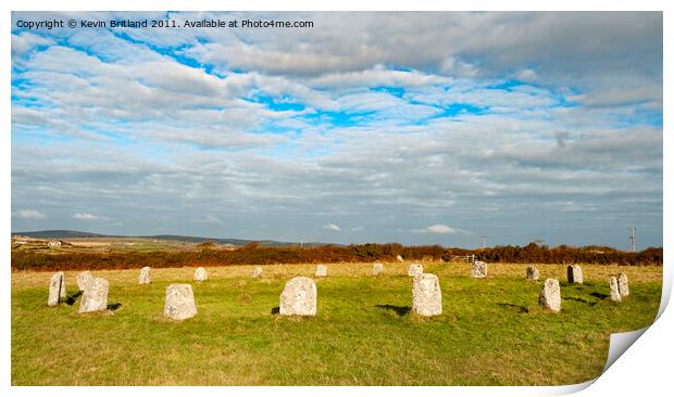 merry maidens stone circle cornwall  Print by Kevin Britland