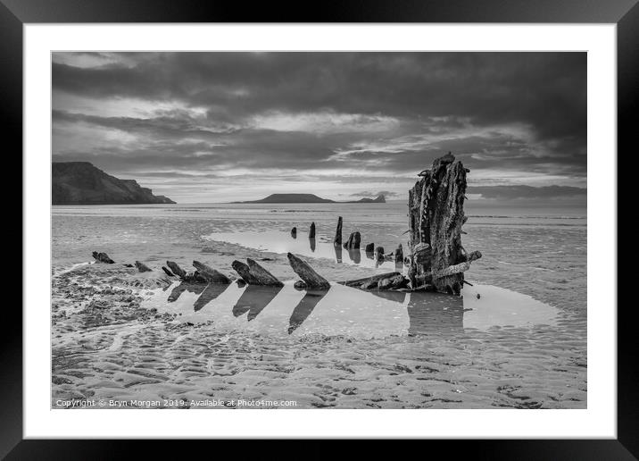 Wreck of the Helvetia at Rhossili Framed Mounted Print by Bryn Morgan