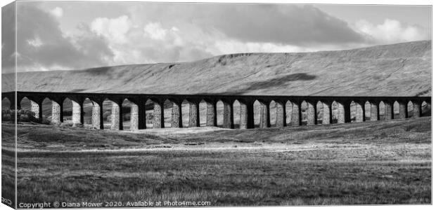Ribblehead Viaduct in monochrome Canvas Print by Diana Mower