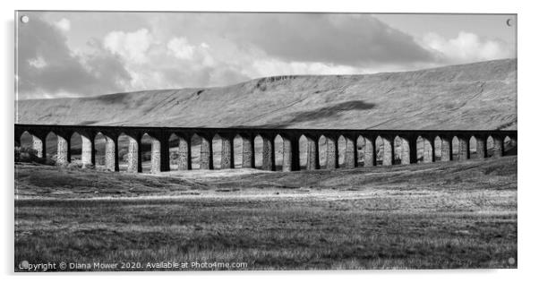 Ribblehead Viaduct in monochrome Acrylic by Diana Mower