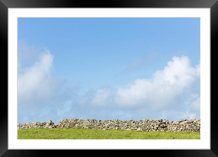 Dry stone wall, field and sky, Mayo, Ireland Framed Mounted Print by Phil Crean