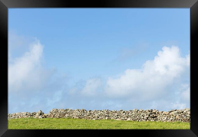 Dry stone wall, field and sky, Mayo, Ireland Framed Print by Phil Crean