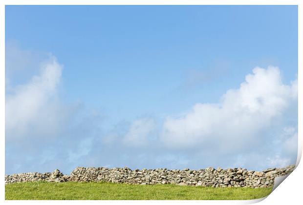 Dry stone wall, field and sky, Mayo, Ireland Print by Phil Crean