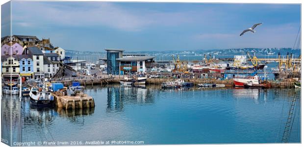 Busy Brixham Harbour Canvas Print by Frank Irwin