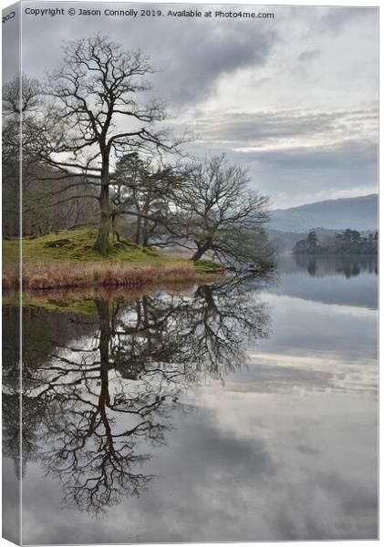 Rydal Water Reflections. Canvas Print by Jason Connolly