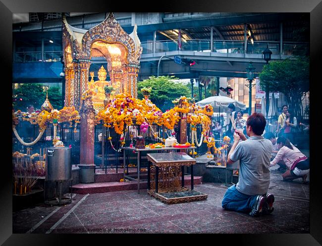 The Erawan Shrine in Bangkok, Thailand. #1 in a series. Framed Print by Peter Bolton