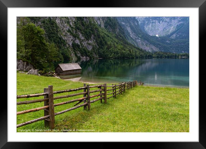 Obersee Lake Boat House Framed Mounted Print by Sarah Smith