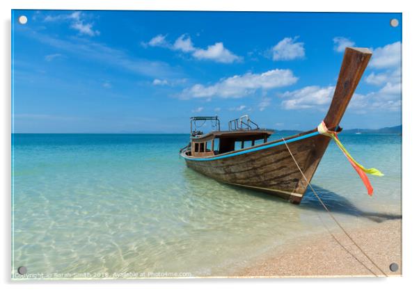 Thai Longtail Boat Acrylic by Sarah Smith