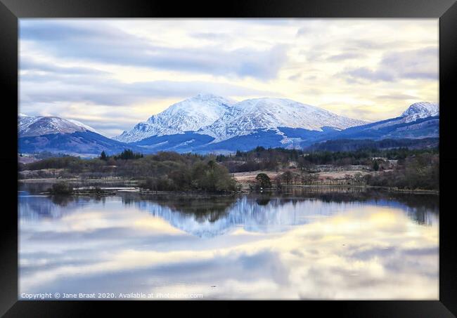 Serene Winter Reflections on Loch Awe Framed Print by Jane Braat