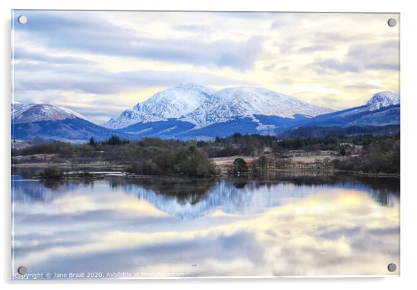 Serene Winter Reflections on Loch Awe Acrylic by Jane Braat