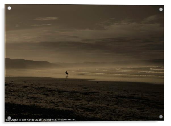 Horse running on Beach, highlands, scotland. Acrylic by Scotland's Scenery