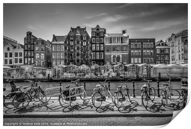 AMSTERDAM Singel Canal with Flower Market | monochrome Print by Melanie Viola
