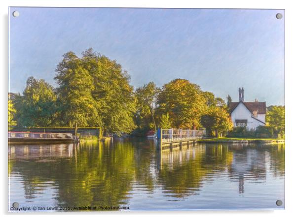 Approaching Goring Lock On The Thames Acrylic by Ian Lewis