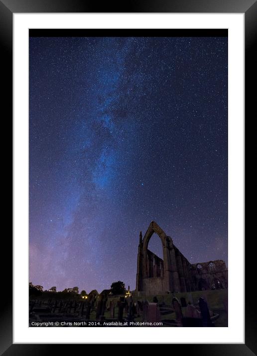 Milky Way above Bolton Abbey in Wharfedale. Framed Mounted Print by Chris North