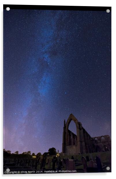 Milky Way above Bolton Abbey in Wharfedale. Acrylic by Chris North