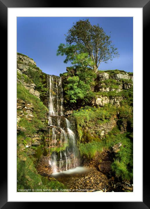 Waterfall at Cray in the Yorkshire Dales. Framed Mounted Print by Chris North