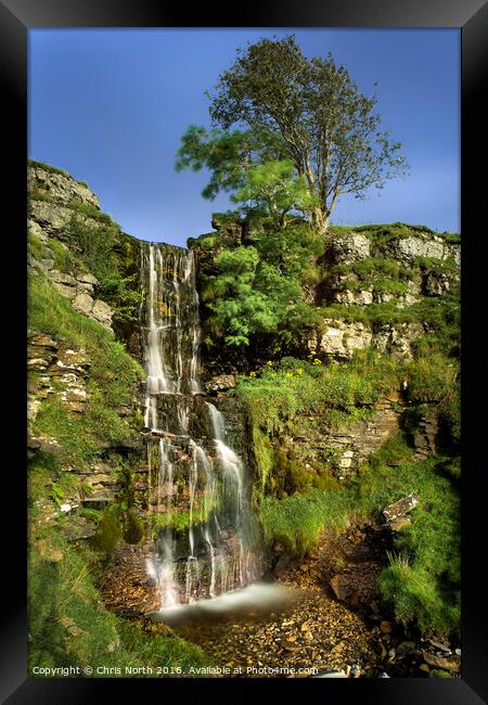 Waterfall at Cray in the Yorkshire Dales. Framed Print by Chris North