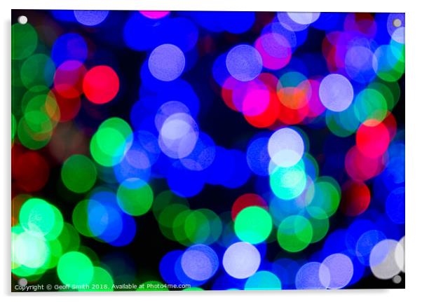 Blurred Colourful Christmas Lights Acrylic by Geoff Smith