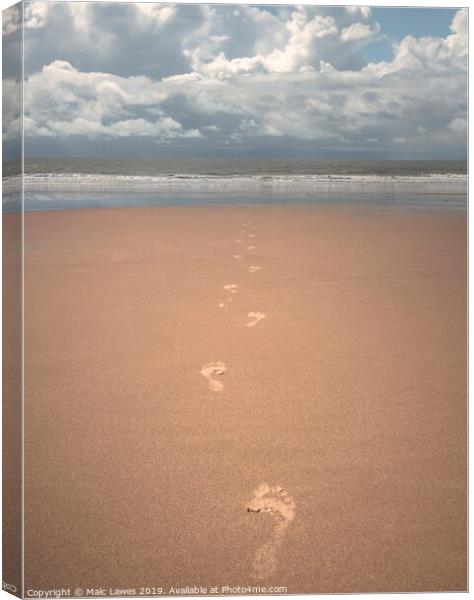 Footprints in the Sand Canvas Print by Malc Lawes