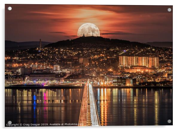 Dundee Super Moon  Acrylic by Craig Doogan