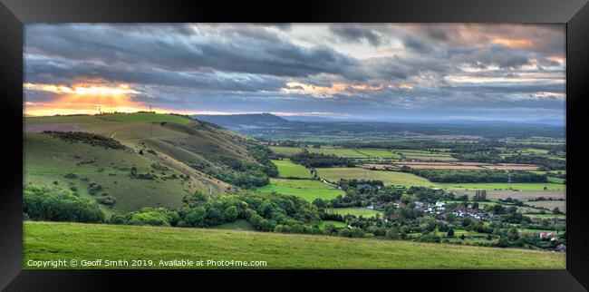 Fulking & view of South Downs Framed Print by Geoff Smith