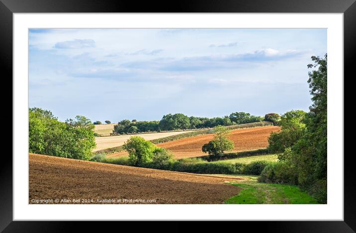 Rolling countryside Rissington Cotswolds Framed Mounted Print by Allan Bell