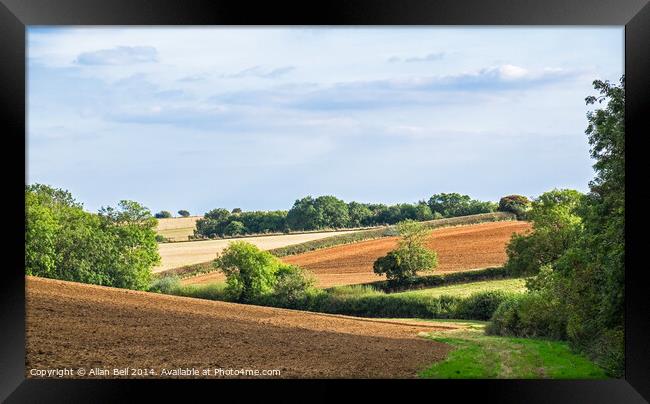 Rolling countryside Rissington Cotswolds Framed Print by Allan Bell
