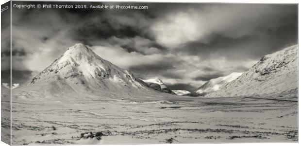 Panoramic view of Buachaille Etive Beag, Glencoe.  Canvas Print by Phill Thornton