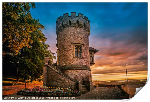 Appley Tower Sunset Print by Wight Landscapes