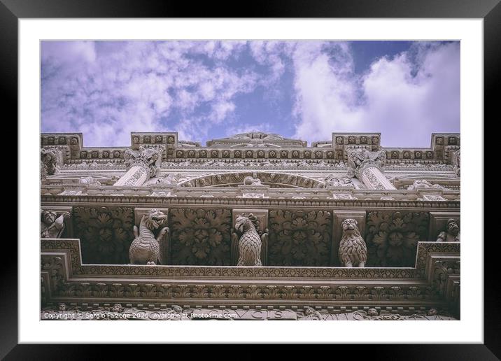 Facade detail of Santa Croce church Lecce Italy Framed Mounted Print by Sergio Falzone