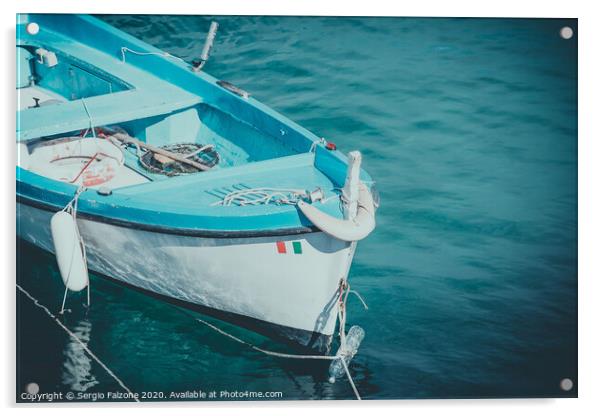 Fishermen boat, Otranto, Italy Acrylic by Sergio Falzone