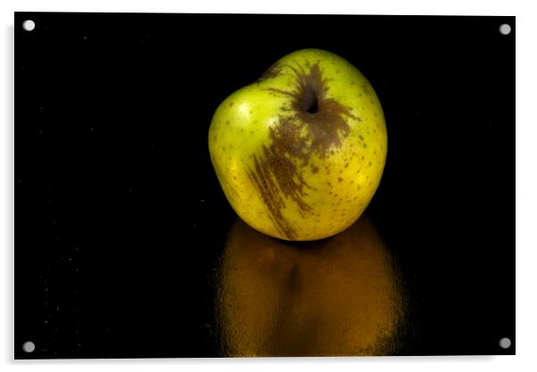 Still life with an apple and its reflection Acrylic by Jose Manuel Espigares Garc