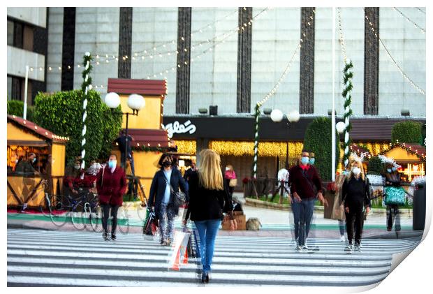 Busy urban life: a pedestrian crossing Print by Jose Manuel Espigares Garc