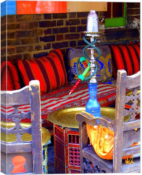 Empty Khave Seats - Turkish Bar Camden Canvas Print by Victoria Limerick