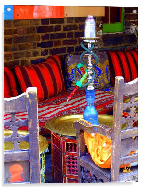 Empty Khave Seats - Turkish Bar Camden Acrylic by Victoria Limerick