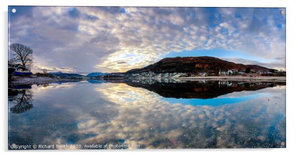 Cloud reflections in Loch Portree Acrylic by Richard Smith